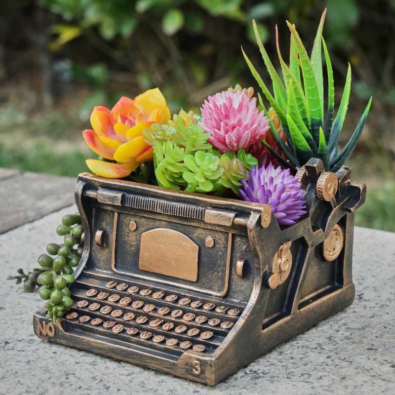 Charming Vintage Typewriter Key Plant Pots Ideas
